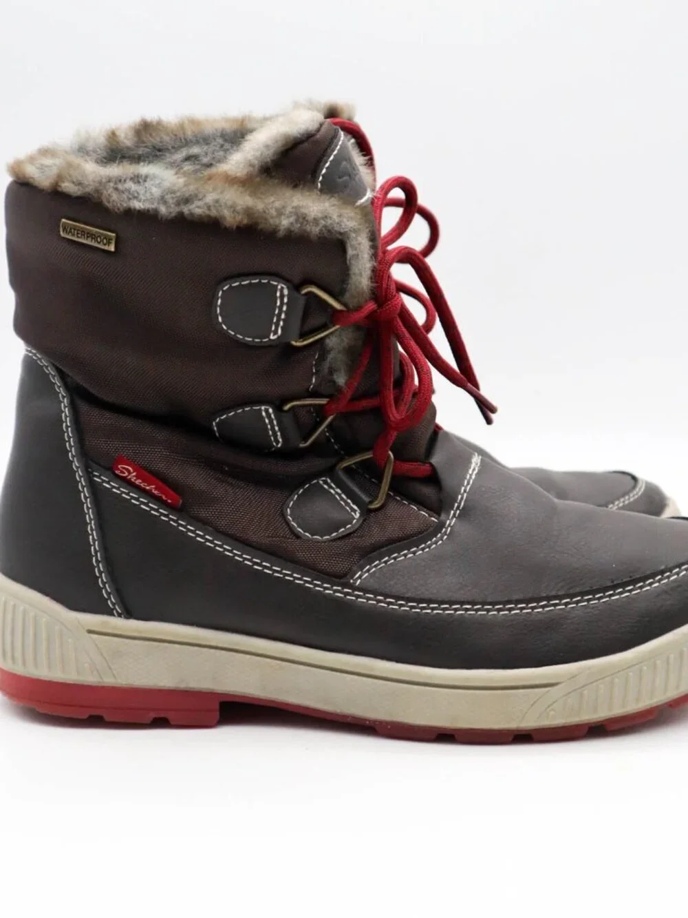 Skechers Woodland Winter Snow Boots Women’s Sz 7 Brown Waterproof Faux Fur Lined
